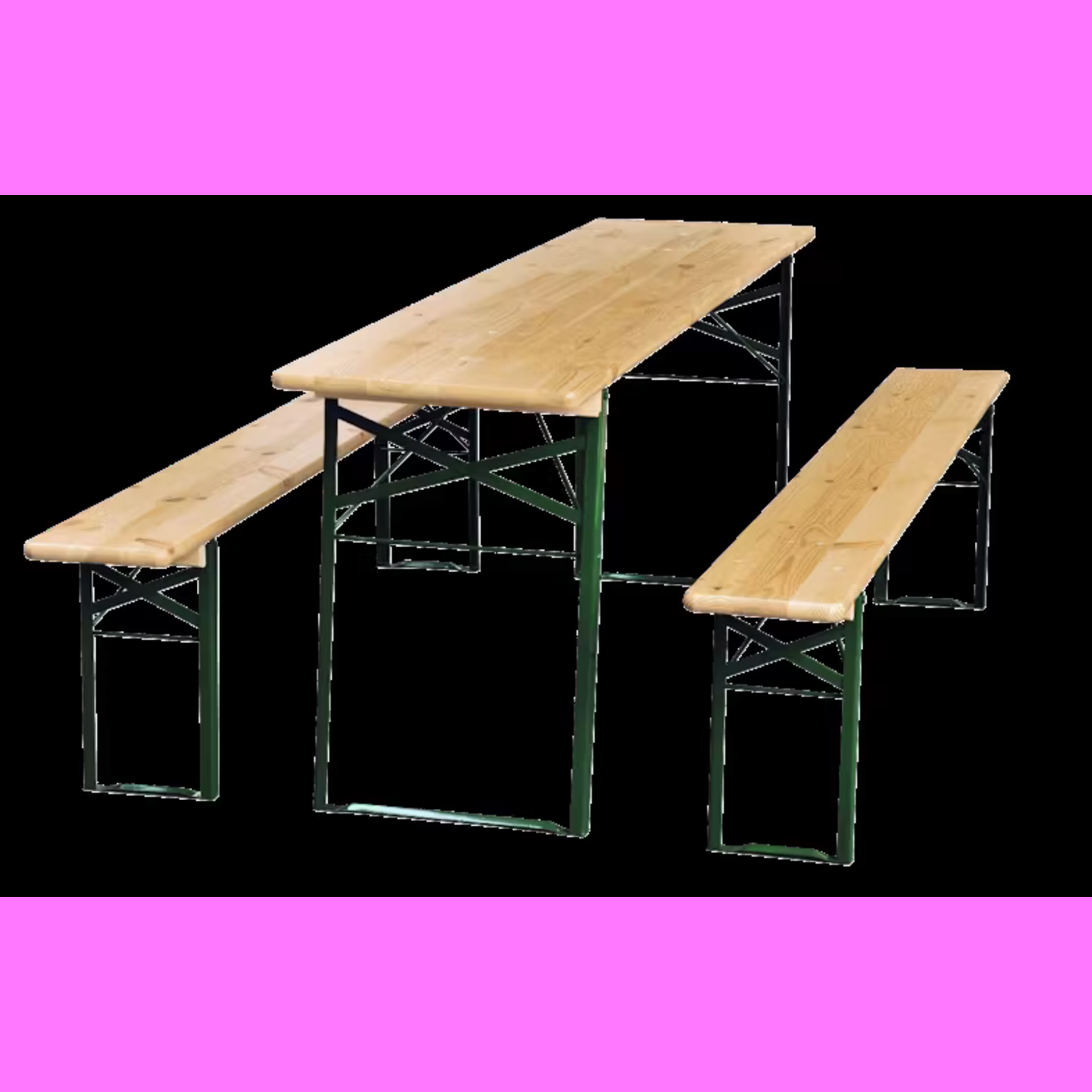 Bierzeltgarnitur Holz 220x50 (1 Tisch, 2 Bänke) mieten