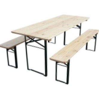 Bierzeltgarnitur Holz 220x70 (1 Tisch, 2 Bänke) mieten