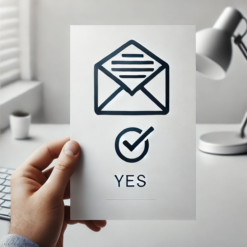 Symbol: Reservierungsbestätigung per E-Mail erhalten und bestätigen